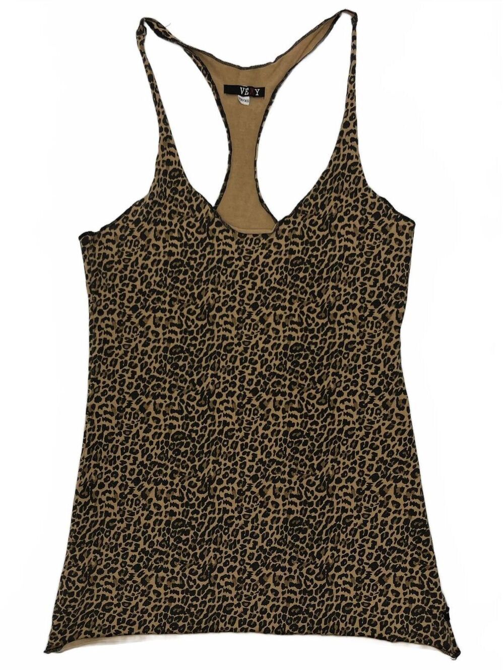 Y2K Vexy Brown Cheetah Print Racerback Tank Top Sz XS Grunge 2000s Punk Emo